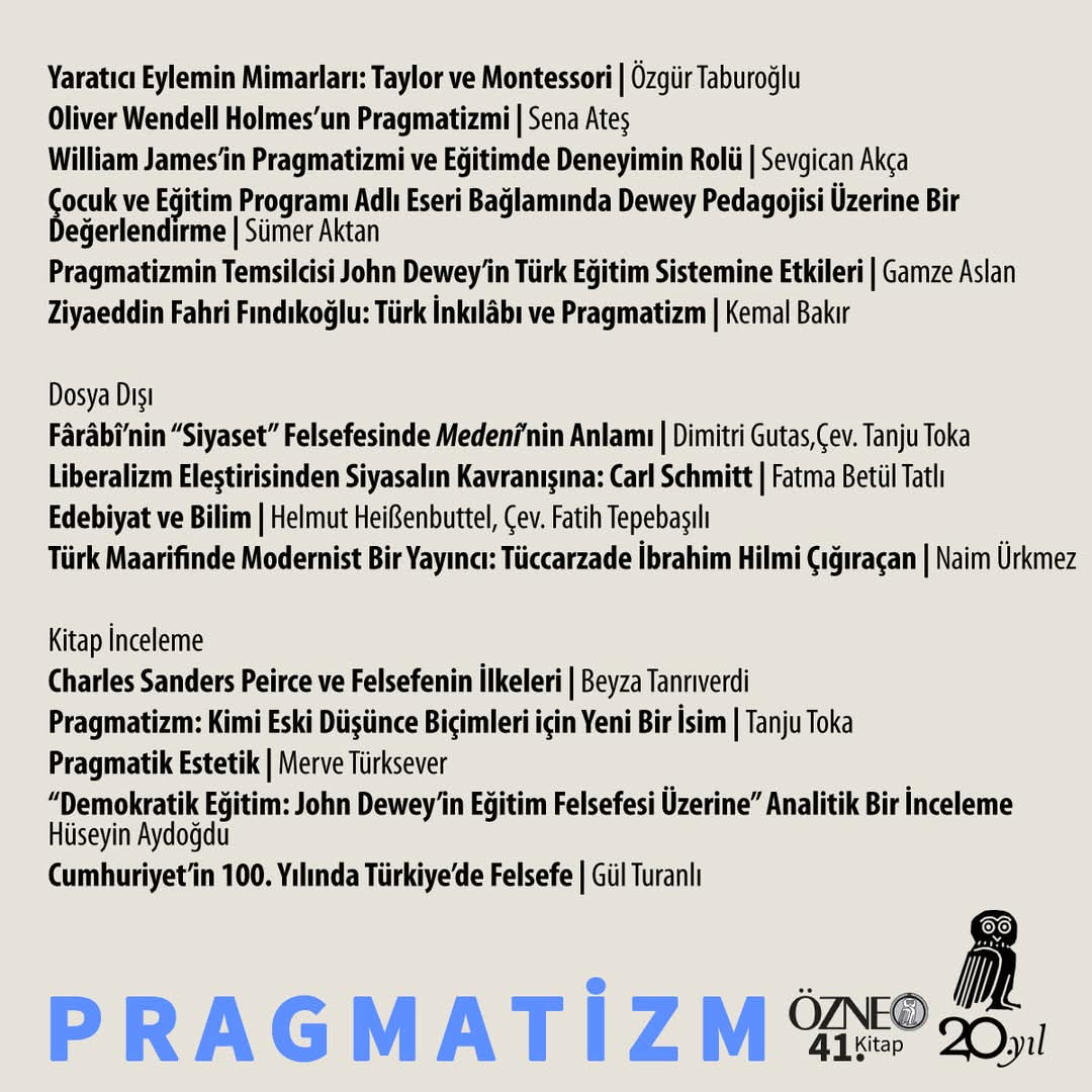 Özne | 41. Kitap 
Pragmatizm

Sayı Editörü: Kemal Bakır

🔎 9786253964375

kitaparasi.com/index.php?rout…