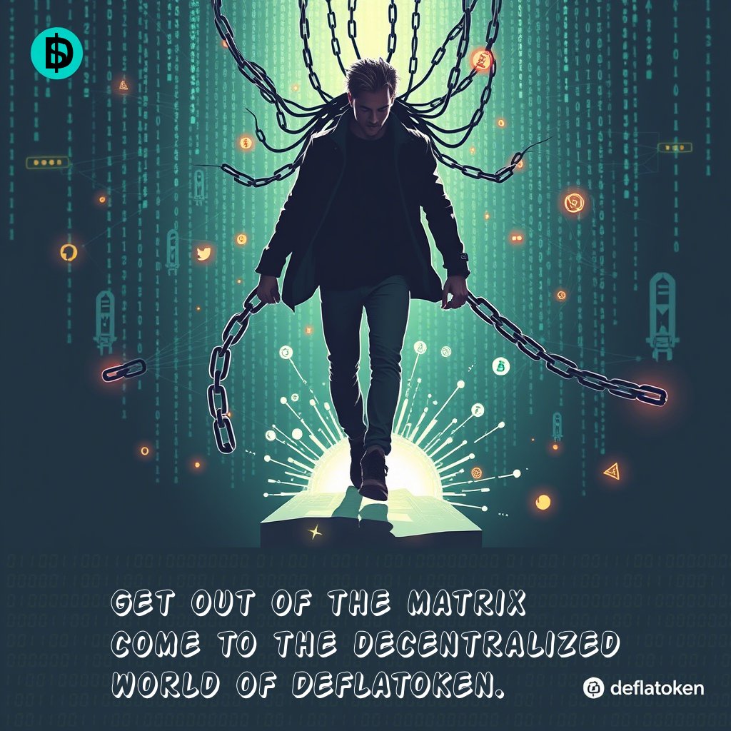📢 Awaken to the Future: Exit the Matrix and Enter the Decentralized World with Deflatoken! 🚀

Have you ever stopped to think about how the traditional economy is trapped in a "Matrix"? Central banks, unchecked inflation, and opaque financial systems continue to dictate the