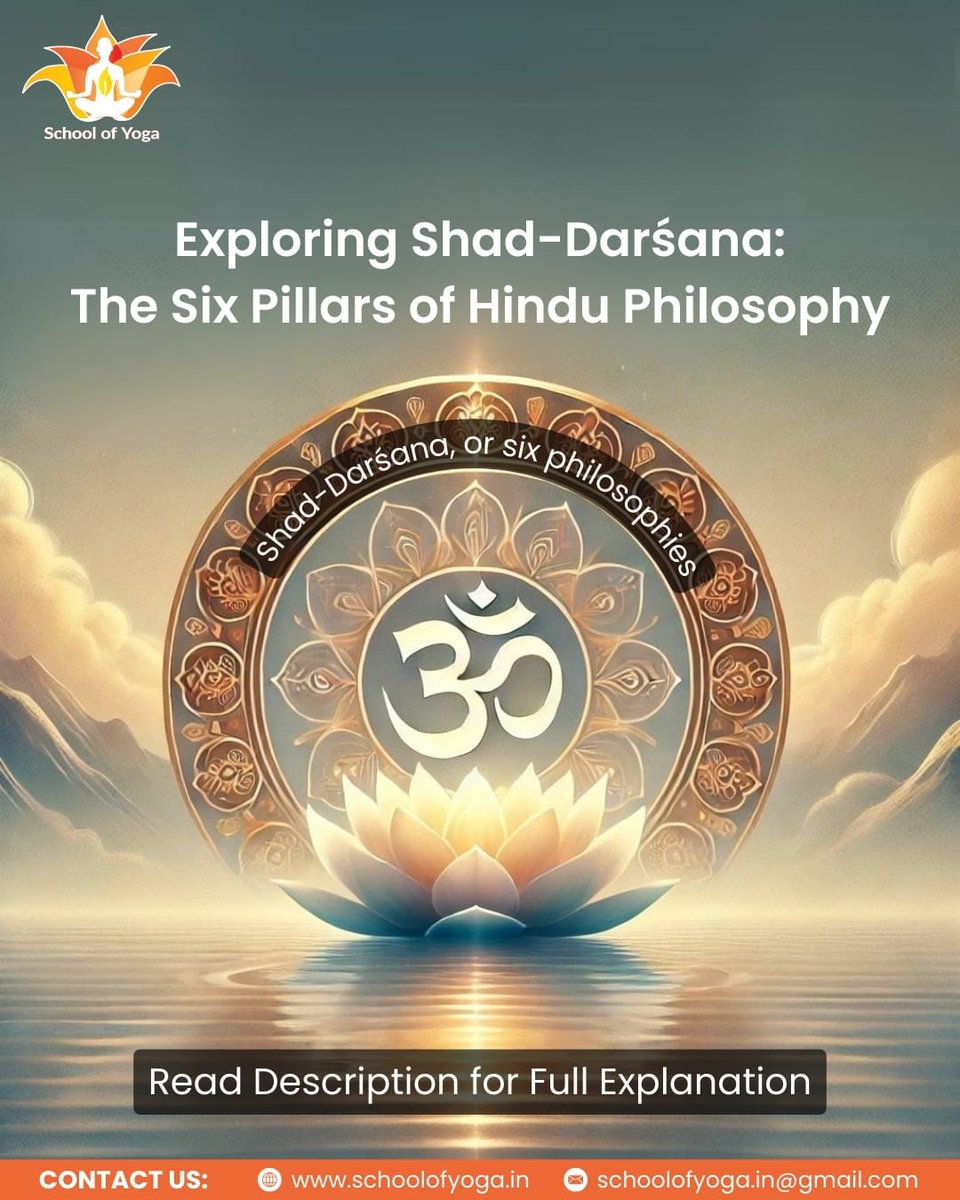 schoolofyoga_in's tweet photo. The Shad-Darśana, or "six philosophies," form the bedrock of Hindu thought.
Click here to read full article - https://t.co/lomgy8QLNH
#ShadDarshana #HinduPhilosophy #VedicWisdom #Nyaya #Vaisesika #Sankhya #Yoga #Mimamsa #Vedanta https://t.co/OpqSGbJOST