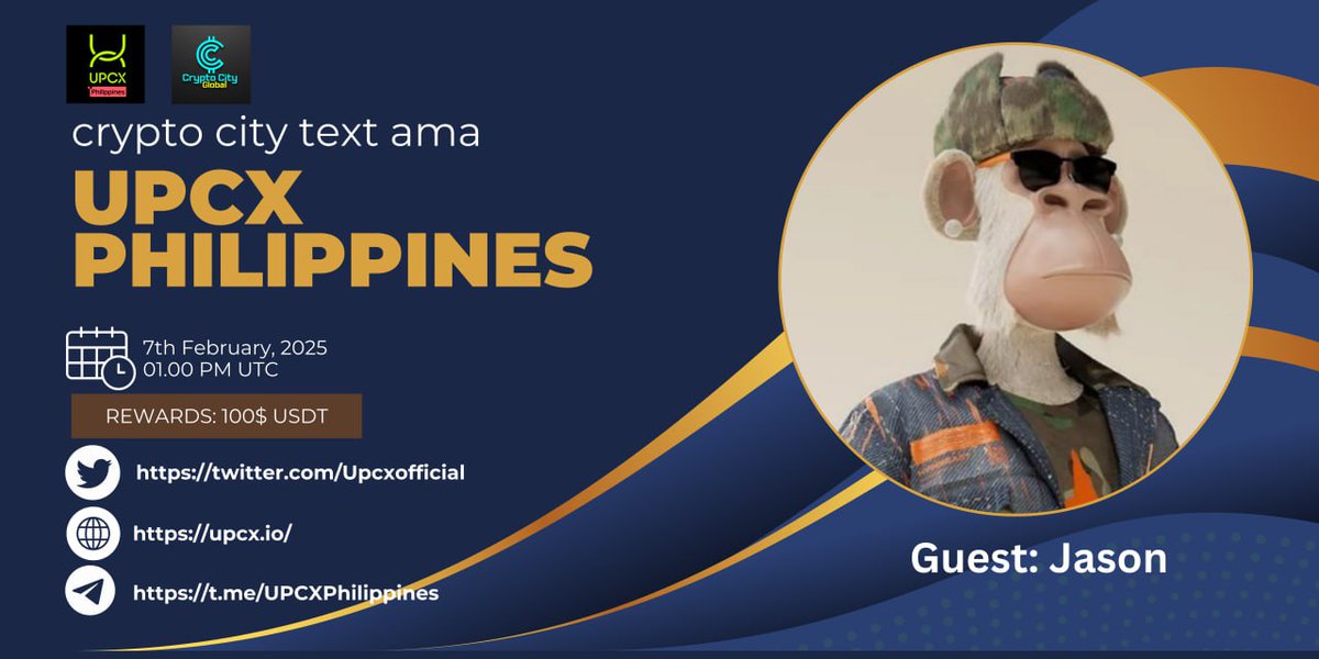 CryptoCity53's tweet photo. 🎙️We're pleased to announce our next Special #TEXT_AMA with @Upcxofficial 07th February at 01:00 PM UTC

🏠Venue: https://t.co/CbdwAtWugX

💰Rewards - 100$ USDT

🚨Rules:

1️⃣Follow @CryptoCity53 &amp; @Upcxofficial
2⃣Like &amp;  RT
3️⃣ Comment Your Best Questions. https://t.co/UfzHQ5D54E