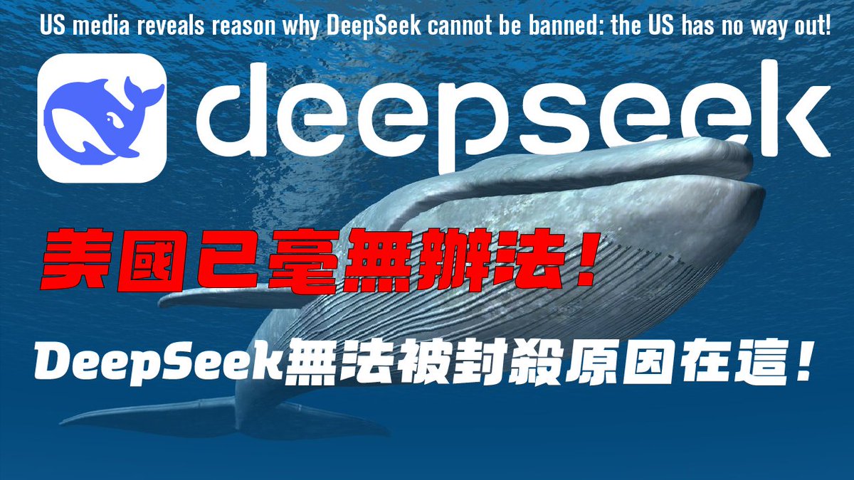 acupsea's tweet photo. 美媒揭秘DeepSeek無法被封殺原因：美國已毫無辦法！米メディアが暴露したDeepSeekが封殺されない理由：米国はもうどうしようもない！ https://t.co/vDJSI7rAGx via @YouTube https://t.co/ZqySldPUhi