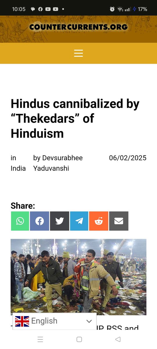 Hindus cannibalized by "Thekedars" of Hinduism

A write-up on the recent tragedy during Maha Kumbh.

Thank you <a href="/Countercurrents/">Countercurrents.org</a> for carrying my article 🙏

Link to article:
countercurrents.org/2025/02/hindus…