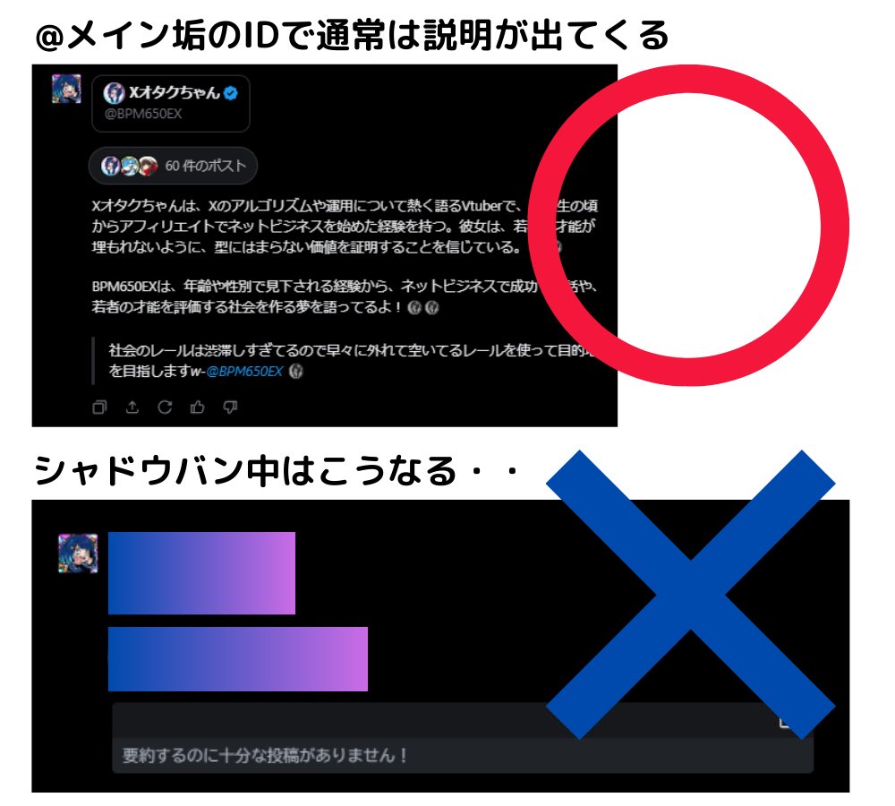 Xシャドウバンチェック方法（簡易版） Xのプロフィール上部にある