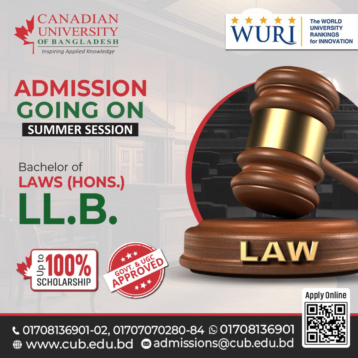 cub_edu_bd's tweet photo. 𝐄𝐥𝐞𝐯𝐚𝐭𝐞 𝐘𝐨𝐮𝐫 𝐋𝐞𝐠𝐚𝐥 𝐂𝐚𝐫𝐞𝐞𝐫 𝐰𝐢𝐭𝐡 𝐚𝐧 𝐋𝐋.𝐁. 𝐚𝐭 𝐂𝐚𝐧𝐚𝐝𝐢𝐚𝐧 𝐔𝐧𝐢𝐯𝐞𝐫𝐬𝐢𝐭𝐲 𝐨𝐟 𝐁𝐚𝐧𝐠𝐥𝐚𝐝𝐞𝐬𝐡 (𝐂𝐔𝐁)!
Seats are 𝐥𝐢𝐦𝐢𝐭𝐞𝐝 – Apply now to secure your spot!
𝐀𝐩𝐩𝐥𝐲 𝐇𝐞𝐫𝐞👉https://t.co/DVMV9Uqyw8 https://t.co/xhzo8vEj1d