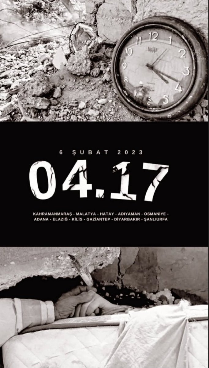 İki yıl önce yaşadığımız büyük felaketin yıl dönümünde, yaşamını yitiren vatandaşlarımıza Allah’tan rahmet, ailelerine sonsuz sabır diliyoruz🙏🏼
Bu tarifsiz acıların bir daha yaşanmamasını temenni ediyoruz.

#6Şubat2023