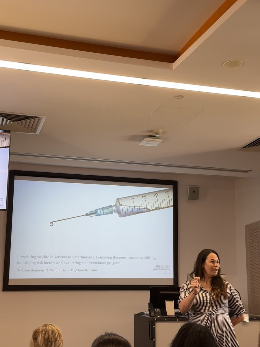 HaPI Research Lab (@hapiresearch) on Twitter photo A very thought provoking, impactful presentation from Alena Gadoury at <a href="/ASBHM1/">Australasian Society for Behavioural Health & Med</a> #ASBHM2025, conveying her PhD program which will explore prevalence of suicidality in veterinarians, identifying risk factors, and evaluating an intervention. Incredible presentation Alena! 👏 A very thought provoking, impactful presentation from Alena Gadoury at <a href="/ASBHM1/">Australasian Society for Behavioural Health & Med</a> #ASBHM2025, conveying her PhD program which will explore prevalence of suicidality in veterinarians, identifying risk factors, and evaluating an intervention. Incredible presentation Alena! 👏