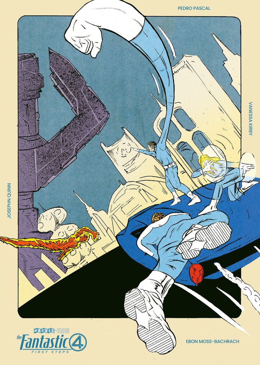jkflowart's tweet photo. Moje drobne wyjście ze strefy komfortu. Komiksowy plakat do nowej "Fantastycznej Czwórki". Klimat filmu, w zwiastunie aż wylewa się z ekranu, co daje wielkie nadzieje i oczekiwania! 🔥 Kto dojrzał ukrytą "czwórkę" w kompozycji plakatu?🙈

#fantasticfour #marvel #poster #comicbook https://t.co/YErQqlJUfz