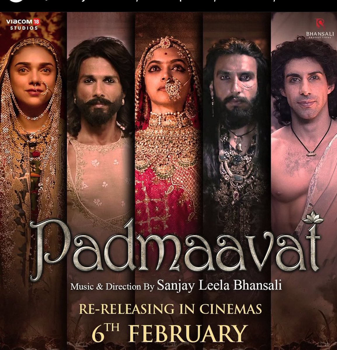 Aditi Rao Hydari (@aditiraohydari) on Twitter photo Today!….in cinemas ❤️
#Padmaavat
<a href="/bhansali_produc/">BhansaliProductions</a> <a href="/Viacom18Studios/">Viacom18 Studios</a>
<a href="/PrimeVideoIN/">prime video IN</a> <a href="/TSeries/">T-Series</a>
<a href="/deepikapadukone/">Deepika Padukone</a> <a href="/RanveerOfficial/">Ranveer Singh</a> <a href="/shahidkapoor/">Shahid Kapoor</a> <a href="/jimSarbh/">Jim Sarbh</a> Today!….in cinemas ❤️
#Padmaavat
<a href="/bhansali_produc/">BhansaliProductions</a> <a href="/Viacom18Studios/">Viacom18 Studios</a>
<a href="/PrimeVideoIN/">prime video IN</a> <a href="/TSeries/">T-Series</a>
<a href="/deepikapadukone/">Deepika Padukone</a> <a href="/RanveerOfficial/">Ranveer Singh</a> <a href="/shahidkapoor/">Shahid Kapoor</a> <a href="/jimSarbh/">Jim Sarbh</a>