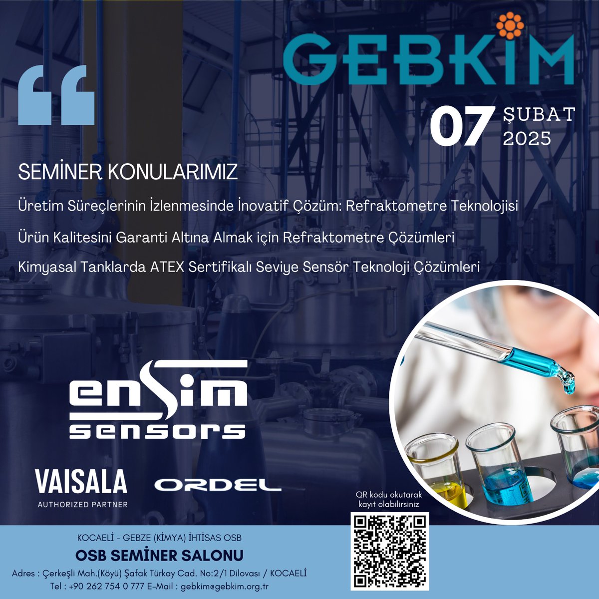 EnsimSensors's tweet image. 📢 GEBKİM Kimya Semineri'ne Davetlimizsiniz!
Ensim Sensors olarak, sektörün en yeni teknolojilerini keşfetmek ve yenilikçi çözümlerimizi paylaşmak için Gebkim Kimya Seminerinde yerimizi alıyoruz! 🚀
#gebkim #vaisala #ensim #lonca #kimya #atex #seminer #inovasyon