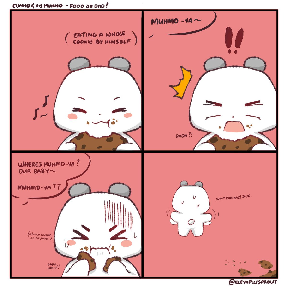 Muhmo gotta dash cuz his dad is calling him all of a sudden! 🏃😫🫳🫳

(Note: don't try to eat quickly or you'll choke)