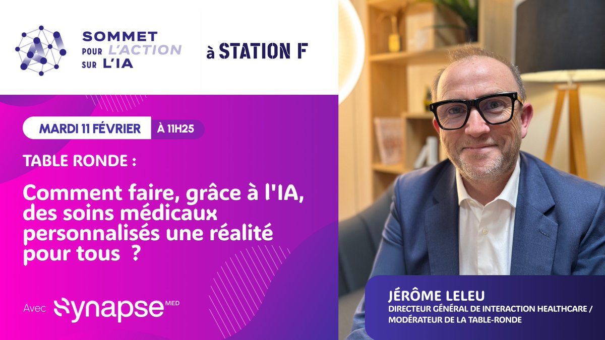 #Esanté &amp; "Sommet pour l'action sur l' #IA" : 📣 Très heureux d'être modérateur de la table-ronde "𝑪𝒐𝒎𝒎𝒆𝒏𝒕 𝒇𝒂𝒊𝒓𝒆, 𝒈𝒓â𝒄𝒆 à 𝒍'𝑰𝑨, 𝒅𝒆𝒔 𝒔𝒐𝒊𝒏𝒔 𝒎é𝒅𝒊𝒄𝒂𝒖𝒙 𝒑𝒆𝒓𝒔𝒐𝒏𝒏𝒂𝒍𝒊𝒔é𝒔 𝒖𝒏𝒆 𝒓é𝒂𝒍𝒊𝒕é 𝒑𝒐𝒖𝒓 𝒕𝒐𝒖𝒔 ?"

📌 linkedin.com/posts/jeromele…