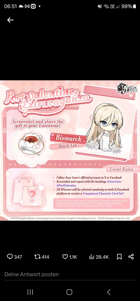 Ripimini's tweet photo. @AzurLane_EN Is it real #AzurLane #PortValentine https://t.co/qemI4wZl7X