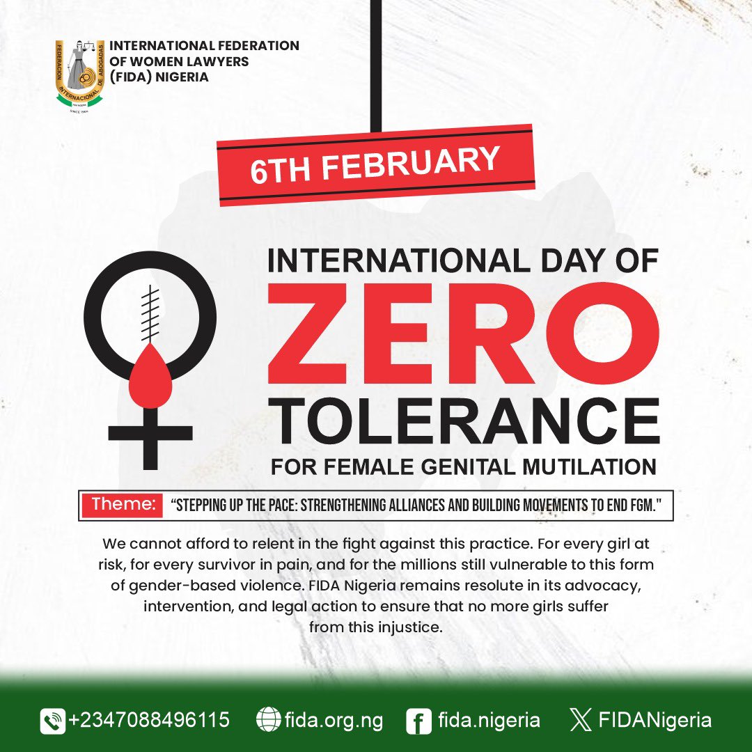 FIDA Nigeria remains resolute in its advocacy, intervention, and legal action to ensure that no more girls suffer from this injustice.

#fidanigeria #EndFGM