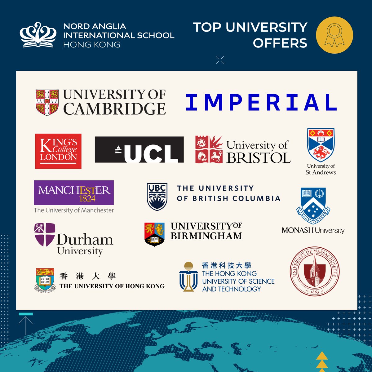NAISHongKong's tweet image. 📚Celebrating the Academic Excellence at NAIS Hong Kong!✨As the Class of 2025 prepares for their final examinations, we are delighted to announce that many of our students have received outstanding university offers from some of the world's most prestigious institutions!🎓🌍