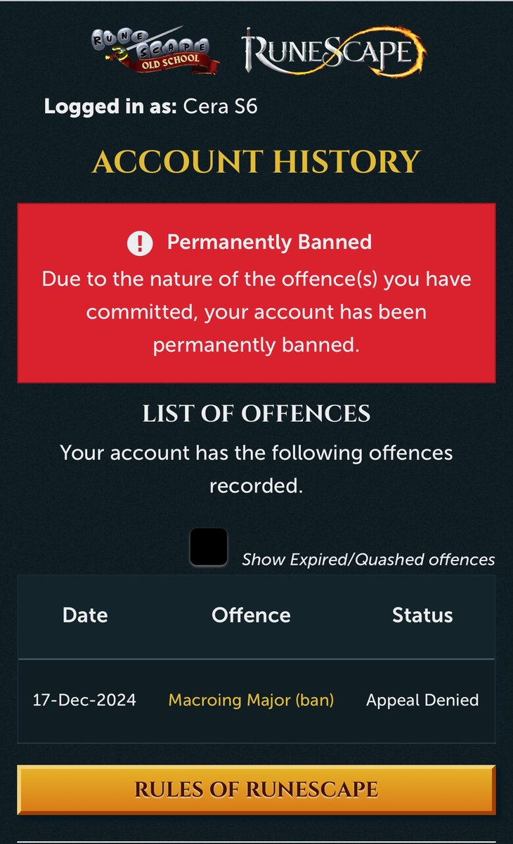 Has a member of Jagex staff been influenced in to targetting/banning clanworld figures?

A retired leader who no longer plays recieved this ban.

Investigation required.

<a href="/JagexSupport/">Jagex Support</a> <a href="/JagexAsh/">Mod Ash</a> <a href="/JagexKieren/">Mod Kieren</a> <a href="/JagexArchie/">Archie</a> <a href="/JagexAyiza/">Ayiza</a> <a href="/JagexLight/">Mod Light</a> <a href="/JagexTyran/">Mod Tyran</a> <a href="/JagexWest/">Mod West</a>