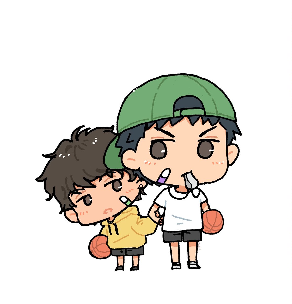 #태섭대만
#リョ三
“运动时要注意安全喔”
本来想在之前某次同人展贴在摊位上给大家提供创可贴的，结果没用上……