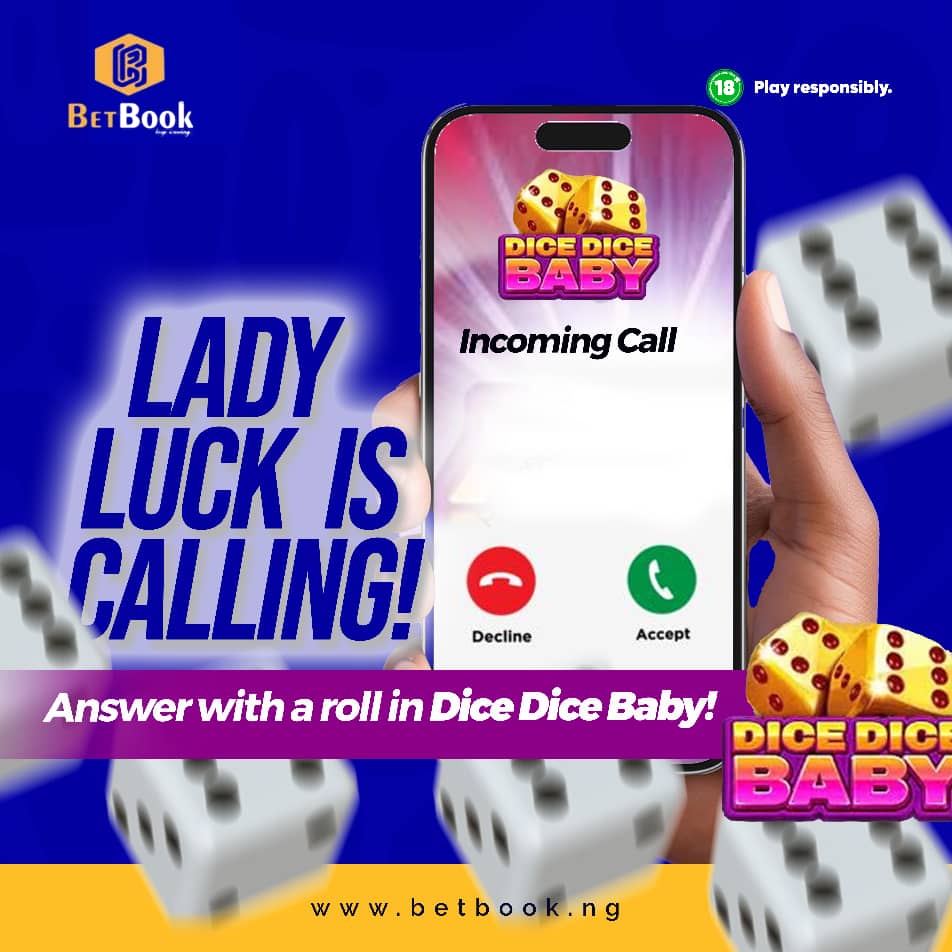 🎲 LADY LUCK IS CALLING! 📞✨

Take a chance and roll the dice with Dice Dice Baby on #BetBook! 💰🔥

🎯 TEST YOUR LUCK!
📍 Play now @ betbook.ng

#BetBook #DiceDiceBaby #RollToWin #LadyLuck #CasinoVibes #BigWinsNewcastle #Buhari #USAID #Ronaldo #GOAT #Wiggins #Isak