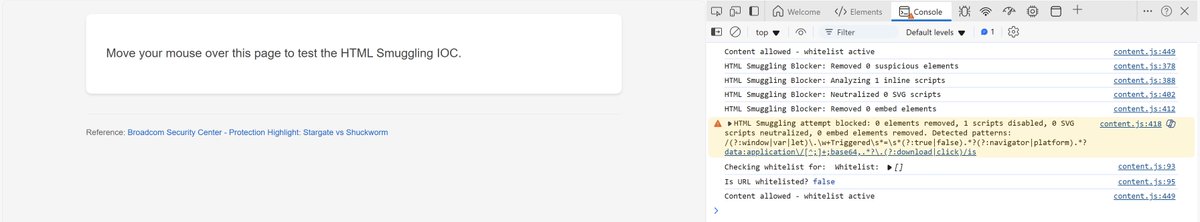 I have updated the pattern in SmuggleShield that blocks  Shuckworm html-smuggling referenced from (broadcom.com/support/securi…)
GH - github.com/RootUp/Smuggle…
#infosec #blueteam #ThreatProtection