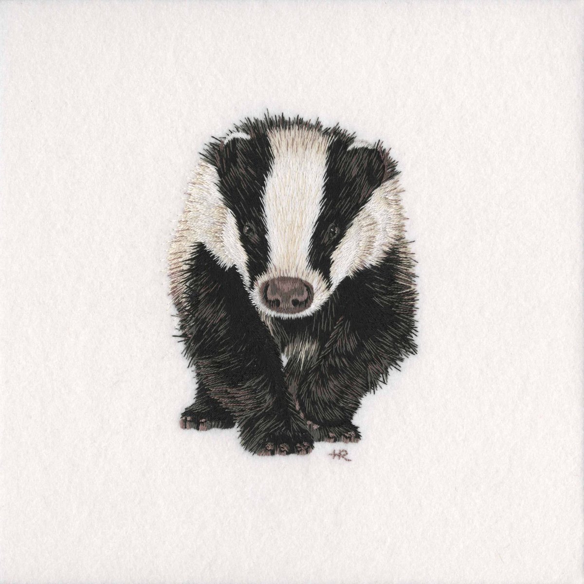 womensart1's tweet image. &apos;Badger&apos; silk embroidery created by Helen Richman, professional hand embroiderer, based in Somerset, UK #womensart