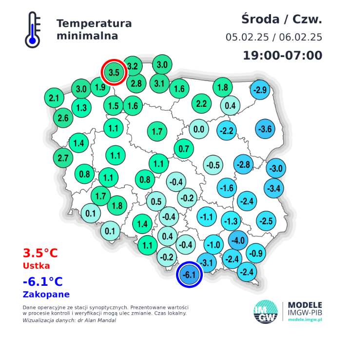 IMGWmeteo's tweet photo. 🌡Temperatury minimalne z minionej nocy oraz minimalna temperatura powietrza 06.02 na przestrzeni ostatnich lat.
#IMGW #IMGWCMM #bezpieczneferie https://t.co/gvTr9WABxK