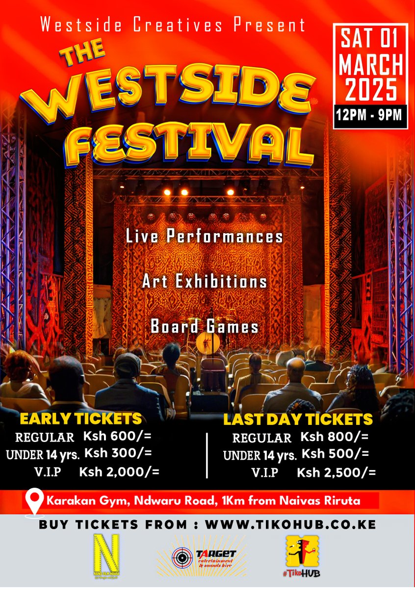 mpanthonykamau's tweet photo. This will be EPIC!! 😃🔥
Welcome to The Westside Festival ; Nairobi's most artistic experience.

Secure your early tickets now before they run out at 👇
https://t.co/M4Di2KuD4X https://t.co/ffbRtrijp6