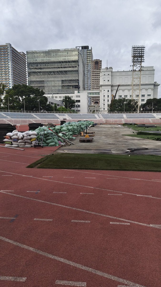 reubensports's tweet photo. LOOK: Rizal Memorial Stadium will soon have a new artificial turf as the old one has been removed. | @spinph https://t.co/IVaW5of6ns