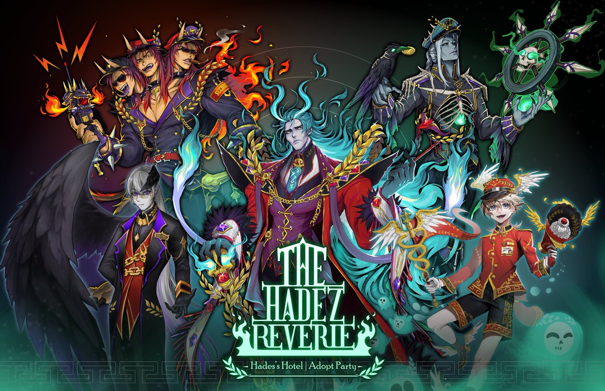 ideajkkAdopt's tweet photo. Adoptable Party : The Hadez Reverie

:: Hades’s hotel / Greek gods ::
Hades - Thanatos - Cerberus - Charon - Hermes

Auction below🔽

#digitalart #art #adopts #adoptauction #adoptable #Adoptables #humanoidadopt #maleadoptable #characterdesign #MonsterAdoptable #CreatureAdoptable https://t.co/Y4hFjamyGH