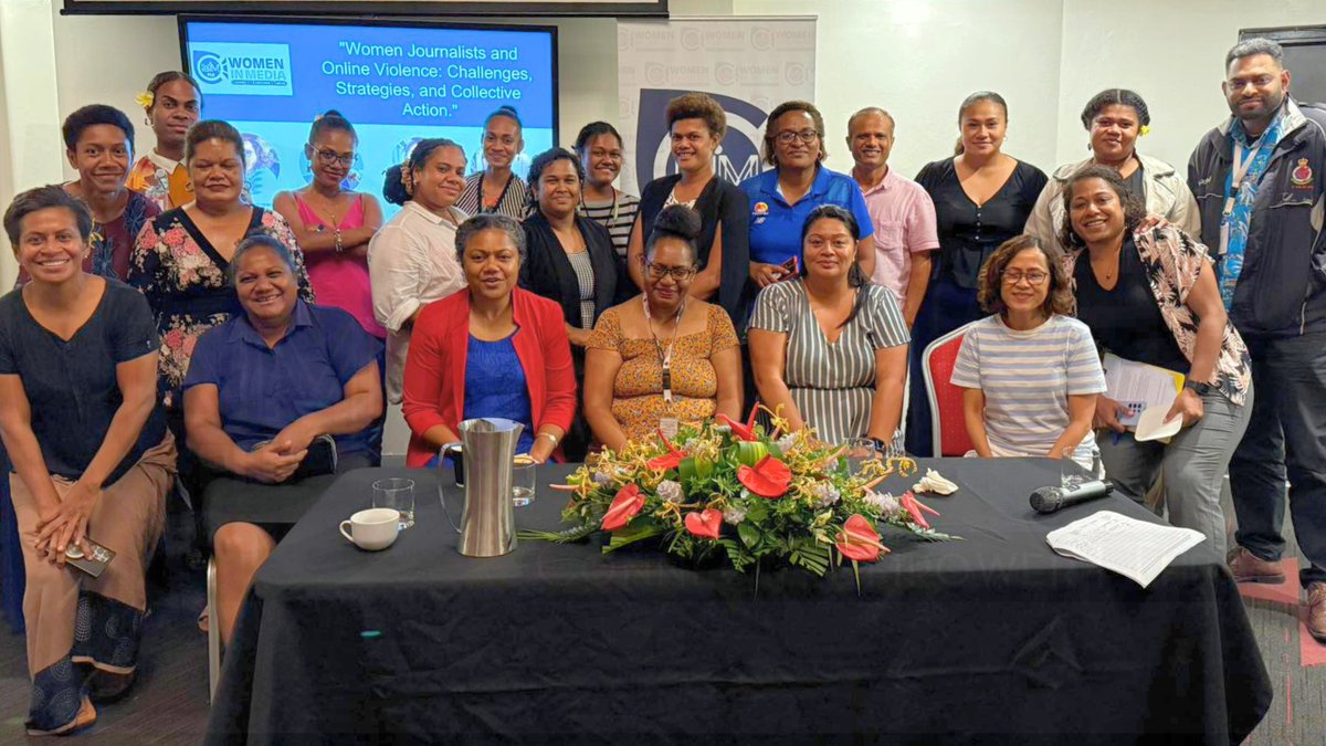 WiMFiji's tweet photo. #WiMFiji &amp; regional media reps gathered in Suva for a Talanoa on TFGBV with BBC Media Action. Incredible insights from @IssariyaP, @GeorginaKekea, @GenesisKetan, and Liz Ah Hi on tackling online violence. #TFGBV #WomenInMedia #DigitalSafety #BBCMediaAction #SafeOnlineSpaces https://t.co/UsGK4CmH6n