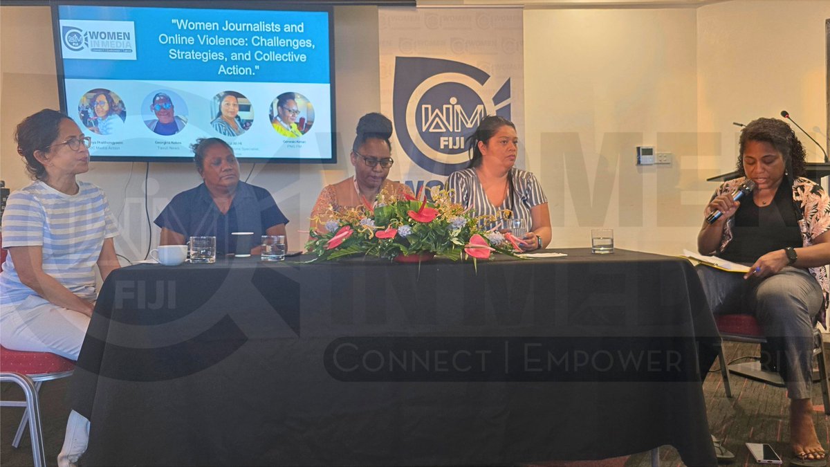 WiMFiji's tweet photo. #WiMFiji &amp; regional media reps gathered in Suva for a Talanoa on TFGBV with BBC Media Action. Incredible insights from @IssariyaP, @GeorginaKekea, @GenesisKetan, and Liz Ah Hi on tackling online violence. #TFGBV #WomenInMedia #DigitalSafety #BBCMediaAction #SafeOnlineSpaces https://t.co/UsGK4CmH6n