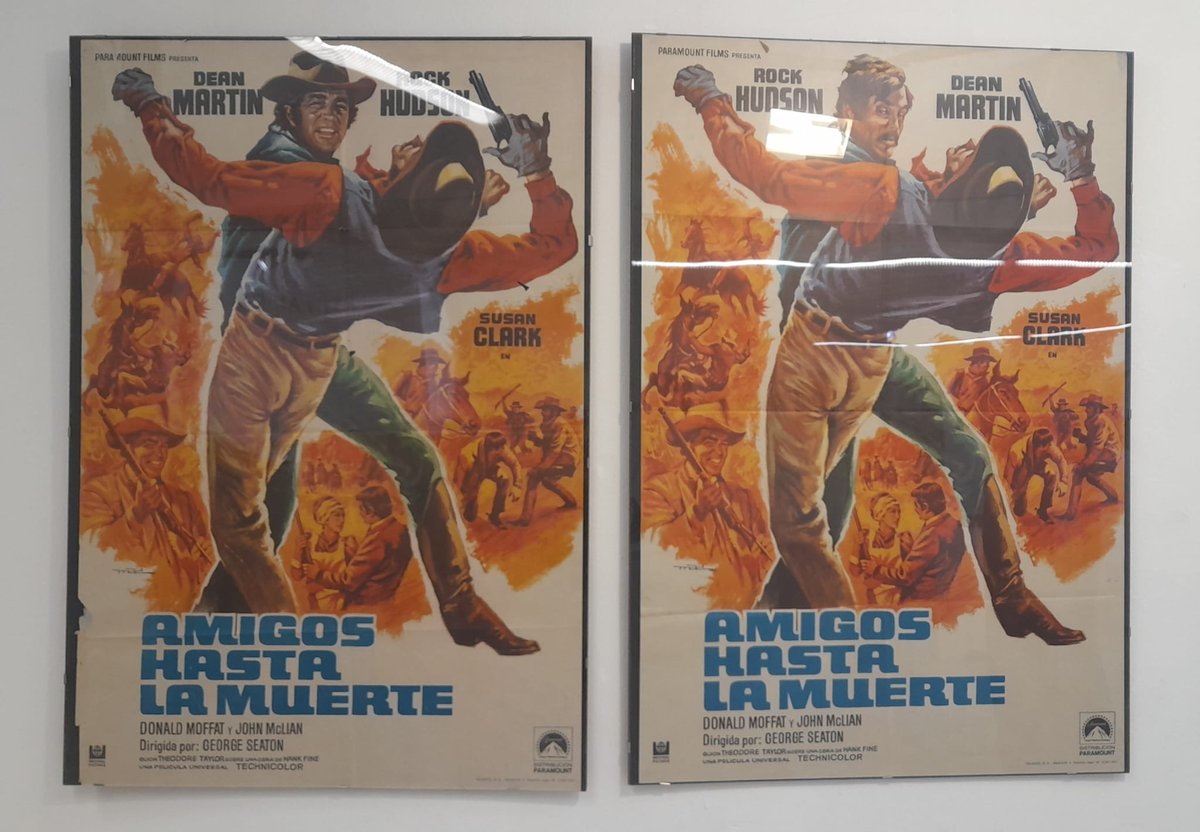 En la FANTÀSTICA exposició sobre western que es pot visitar a la Sala Aifos de la <a href="/UA_Universidad/">Universidad de Alicante UA</a> està este curiós cartell. Tant Rock Hudson com Dean Martin volien ser protagonistes, per la qual cosa es va optar per realitzar 2 versions... 🤠🤜🏼🤠