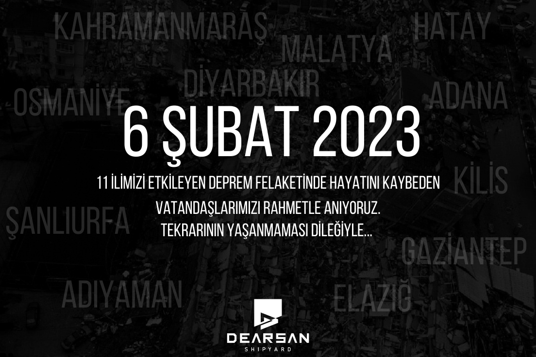 DearsanShipyard's tweet photo. 6 Şubat Deprem Felaketinde hayatını kaybeden tüm vatandaşlarımızı rahmetle anıyoruz.
#6Şubat #Dearsan https://t.co/Kj1H5vruSg