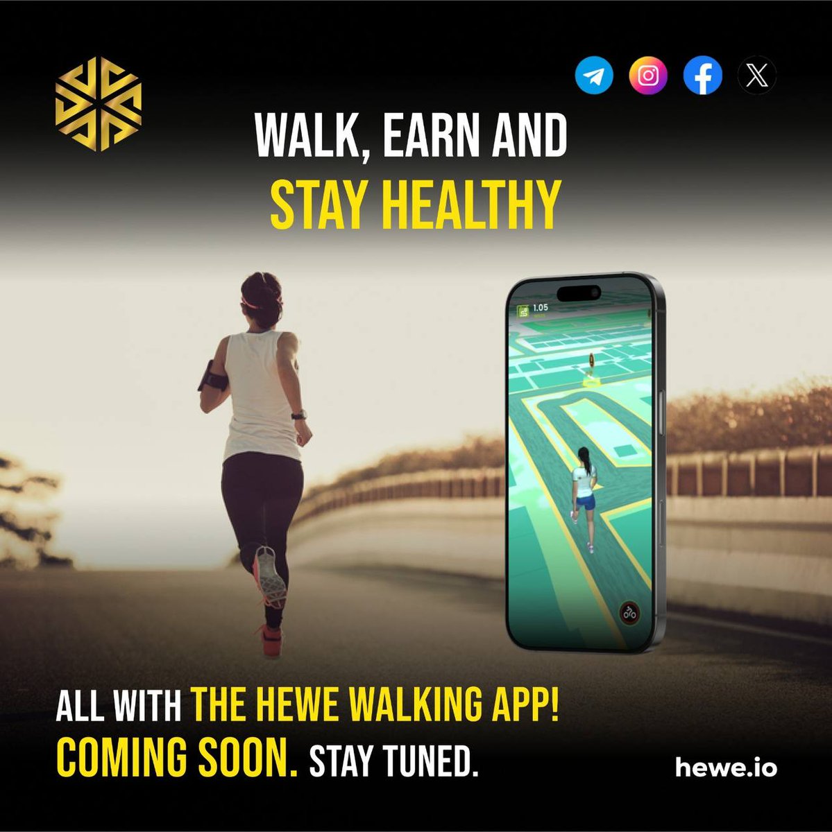 AmChain_20's tweet photo. 🌟 HEWE WALKING APP – WORTHY STEPS 🌟

🔥 Are you ready to explore?
👉 Follow us to optimize your walking style to receive rewards and improve your health.

#HEWEWalkingApp #LiveHealthyLiveProsperous
#EveryStepIsAReward #ComingSoon https://t.co/D8P8gp0G1S