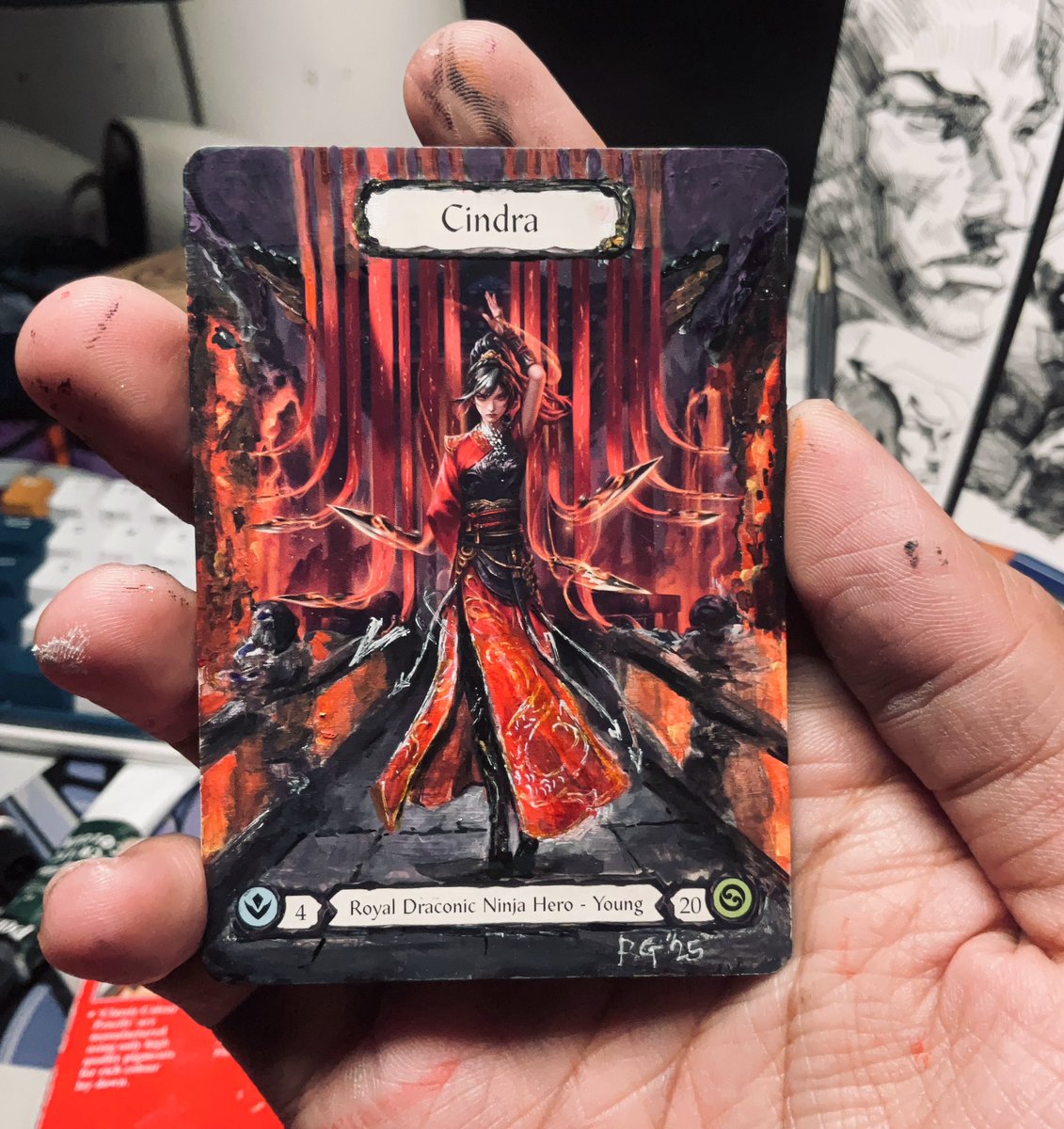 Gjorne_'s tweet photo. Took a break from commissions to paint something not digital. 

Couldn’t pull any marvels decided to make my own

#FleshAndBlood 
#art 
#tcgalters https://t.co/4PzkPQhjX4
