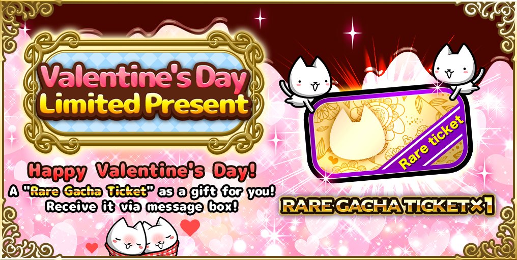 CatsCommander's tweet photo. Today is Valentine's Day ☆ Shiro-chin presents you with a rare gacha ticket! Don't forget to come and get it 💖
#CatstheCommander #Valentine’sPresent #MadeByShiro-chin! https://t.co/PquSO00shi