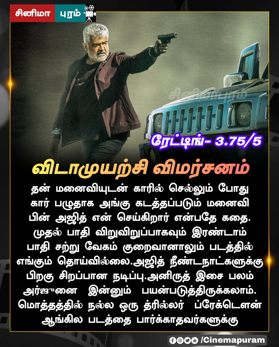 Kuruviyaaroffl's tweet photo. Positive Reviews Everywhere #VidaaMuyarchi 🏆✅

https://t.co/J4EgxJSVSe https://t.co/PNtniZiW2X