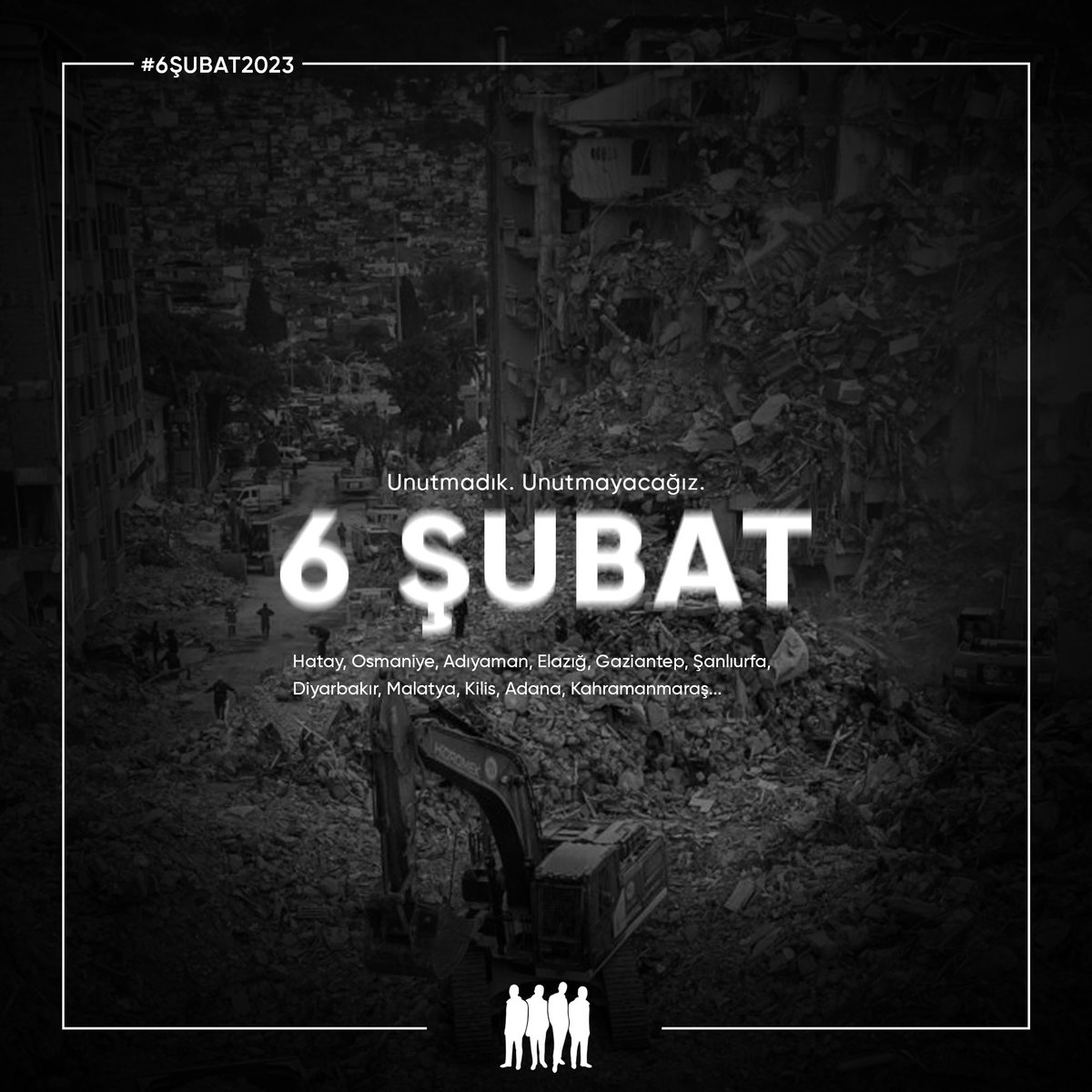 6 Şubat 2023 tarihinde yaşanan depremde yitirdiğimiz canlarımızı bir kez daha saygı ve rahmetle anıyoruz. 

Göz göre göre deprem öncesi ve sonrası hiçbir önlem almayan sorumlular, elbet bir gün adil ve yüce Türkiye Cumhuriyeti yargısı önünde hesap verecektir. Unutmadık,