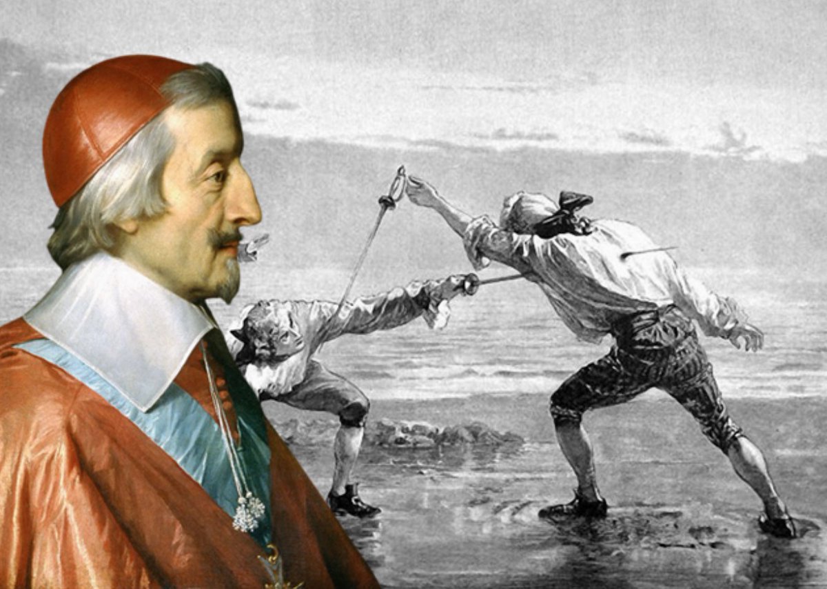 HistoireOdyssee's tweet photo. Le 6 février 1626, sur une proposition de Richelieu, Louis XIII fait interdire les duels en France.

La raison invoquée est de mettre un terme au code d'honneur qui décime la noblesse française. Petite histoire du duel. [1/12] 🧵 https://t.co/ldYMpwMFou