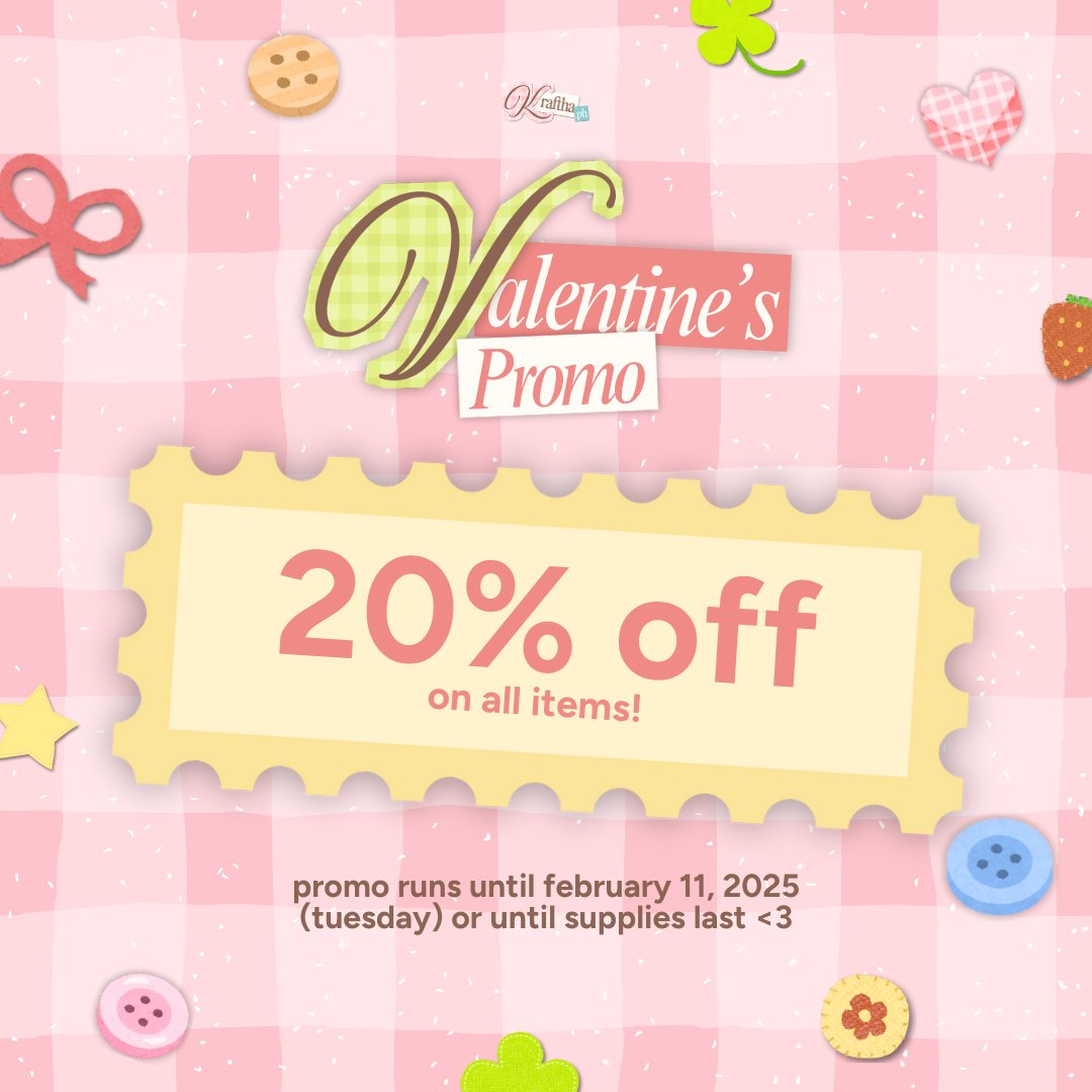 kraftha_ph's tweet photo. valentine’s promo alert! 🤩

💘 enjoy 20% off 💘 on all items this valentine's season! choose from:

🐻 Riri loop keychains
☁️ Sky bracelets or rings
🤫 An upcoming product
🍫 Make your own customized item

promo runs until february 11 (tuesday) or until supplies last! https://t.co/2pgTvfEBFx