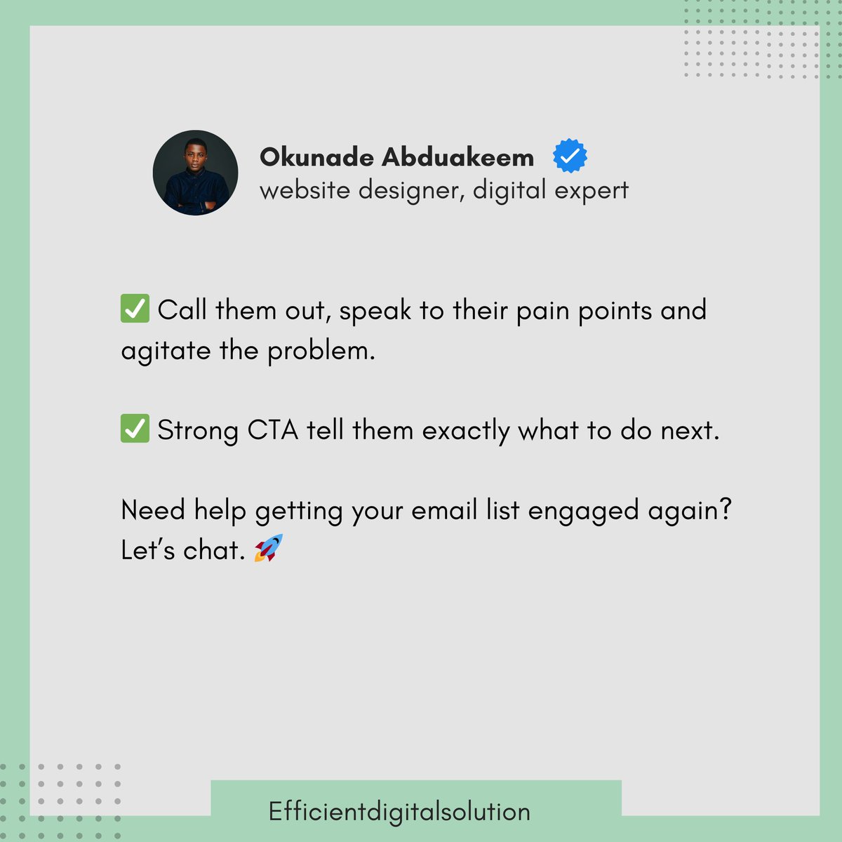 efficientraphic's tweet image. Why Your Emails Get Ignored (And How to Fix It)

Ever wonder why some emails land in the profit zone (P Zone), where they convert like crazy, while others get stuck in the comfort zone (C Zone)

READ ALL IN SLIDE

linktr.ee/Okunadeabdulak…

#lifecoaching #emailmarketing #Website