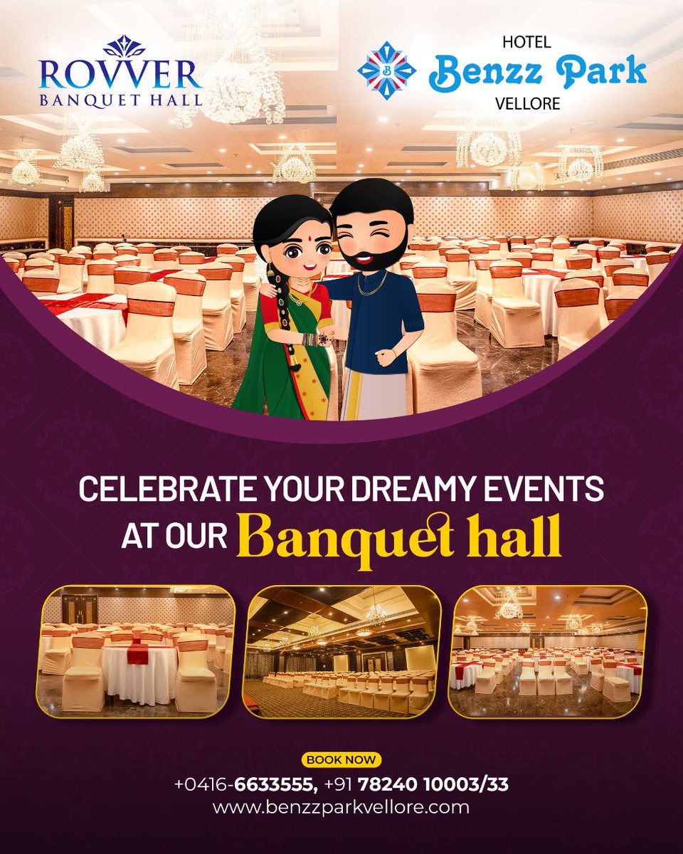 benzz_park's tweet photo. Celebrate Your Dream Events at Benzz Park Banquet Hall! #BenzzParkVellore

Visit us: https://t.co/I6pnhukke3
 Call us: +0416-6633555 | +91 78240 10023/43

 #VelloreEvents #SpecialCelebrations #CelebrateInStyle #AjithKumar #விடாமுயற்சி #mainhoonna2 #SheikhMujiburRahman https://t.co/VCPGXxr5xh