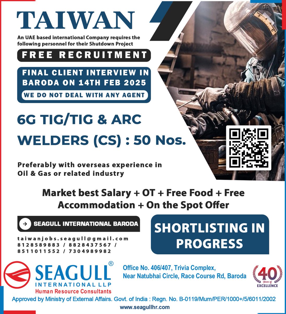 hrd1_seagull's tweet photo. 📢 Opening For Taiwan
💻Client Interview On 14th Feb
📝Shortlisting In Progress
📍Location - Baroda
.
.
.
#taiwanjobs #seagull #6gtigandarc #welder #tig #shutdownproject https://t.co/wPhaONUAYM