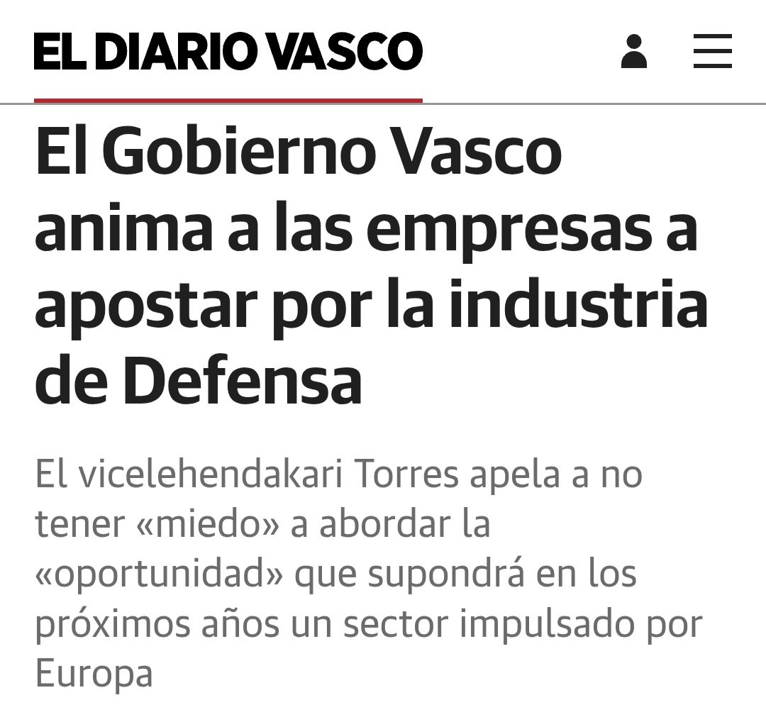 txonigorri's tweet photo. El Gobierno Vasco propone impulsar la industria de la Guerra y de la muerte.

Este país debe desarrollar una industria y una economía al servicio de la vida de la gente, no al servicio de capitalistas que se hacen ricos con la muerte y la miseria. https://t.co/k1iq21c9h2
