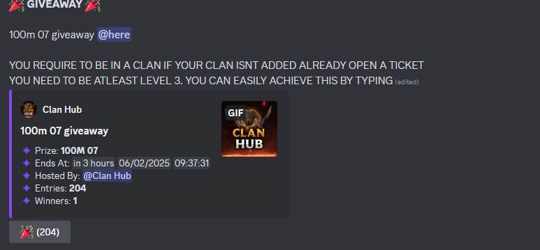 OSRS FREE GIVEAWAY- ENDS IN 3H

discord.gg/clanhub