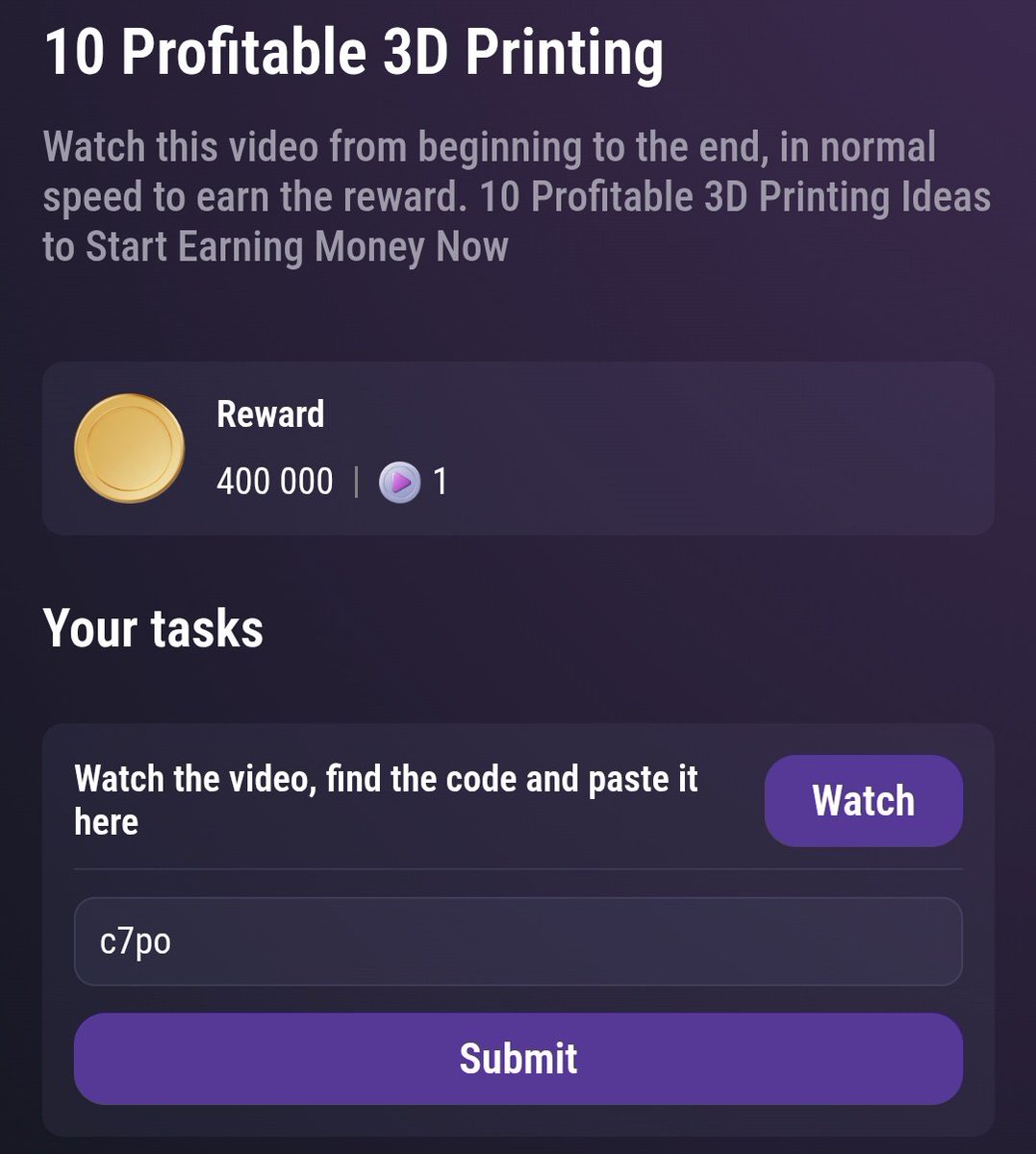 VaveylaCrypto's tweet image. TapSwap YouTube Code 6 Feb.
#tapswap #TapSwapCode
#tapswapcodes
10 Garage Business
✅ obkt
Unlock Crypto
✅ tedr
10 Profitable 3D Printing
✅ c7po