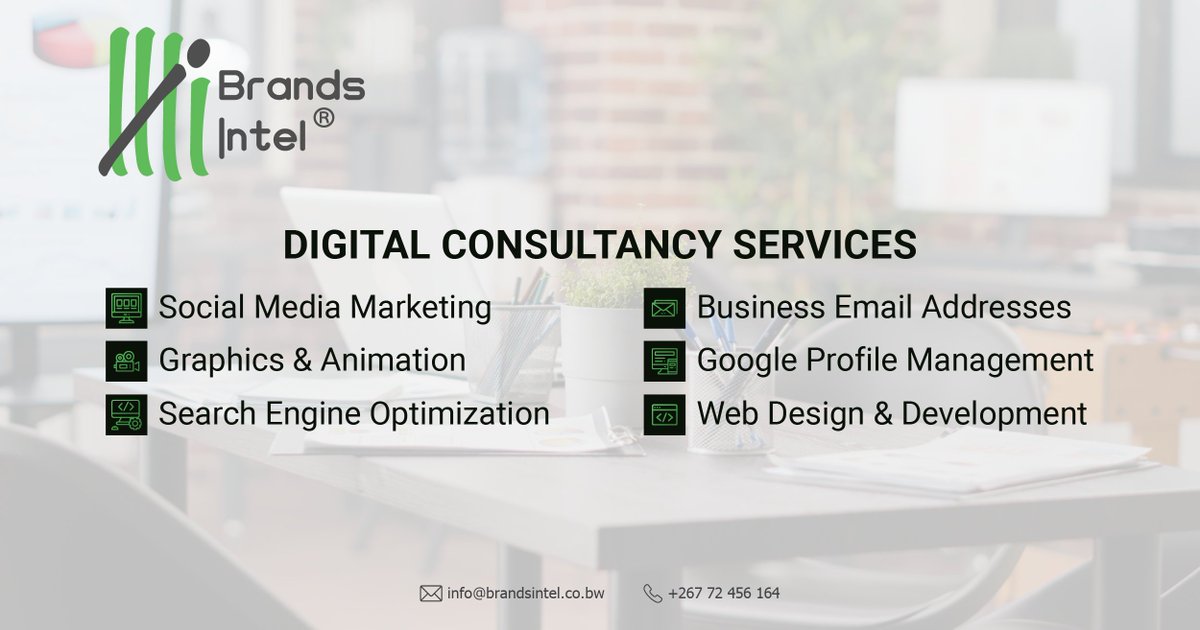 BrandsIntel's tweet photo. Our services include:

• Social Media Marketing: Increase your brand visibility and engagement

• Graphics and Animation: Visually communicate your ideas

• Search Engine Optimisation: Be easily discovered on google https://t.co/2gFOEQpaEI