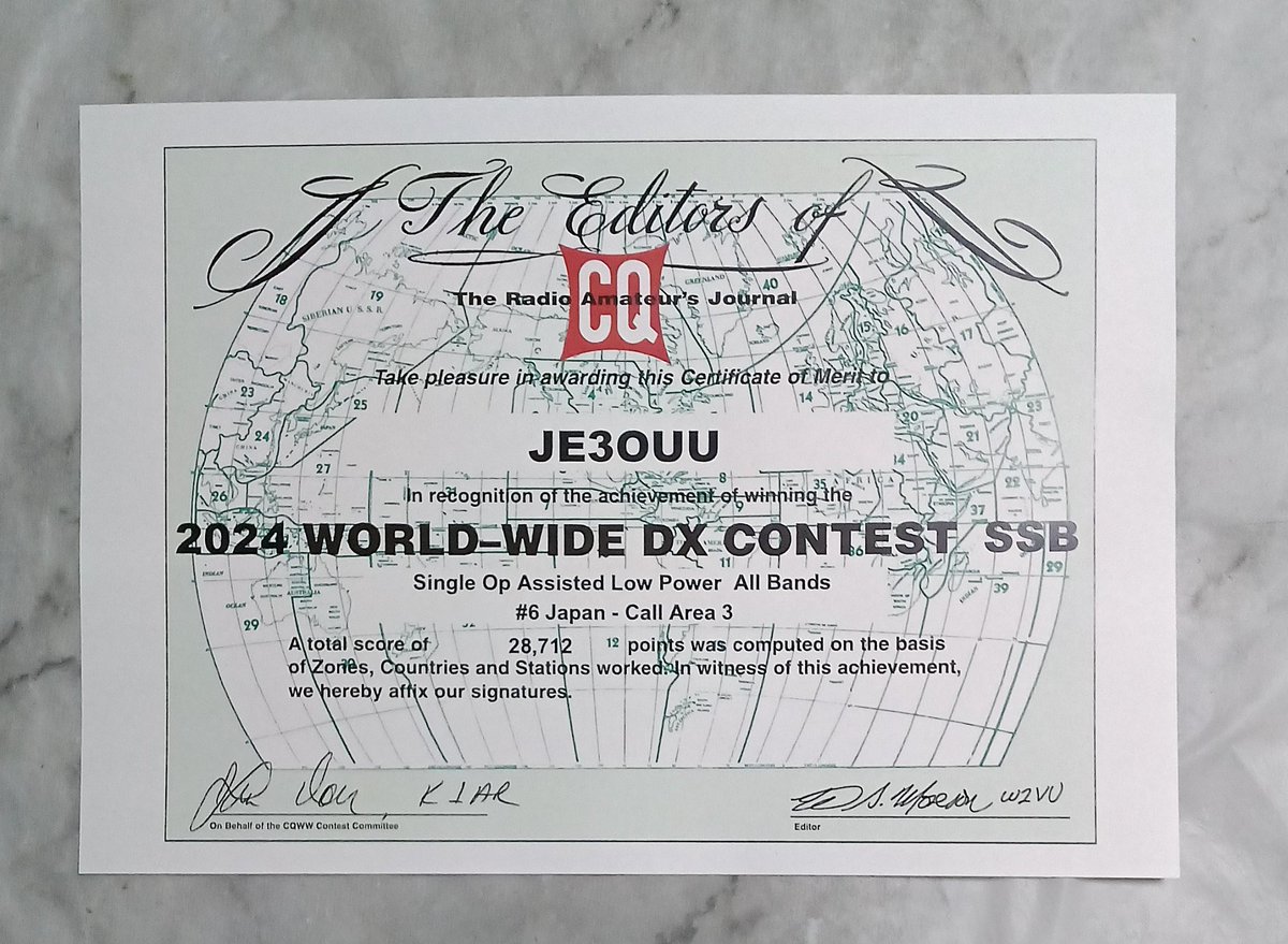 JE3OUUnew's tweet photo. Thanks for 【 #CQWW #DX #Contest #SSB 2024 】
7/14/21/28MHz 4 bands Score 28,712 (^o^)/
#DXCC Now wkd 103/340 ‼️ VY HAPPY 🥰
I hope to see you next chance & 【 SSB 2025 】
Thanks again all. 🌍🌏🌎🙏
#AmateurRadio
#HamRadio
#CTESTWIN https://t.co/CQCER2Hk5Z