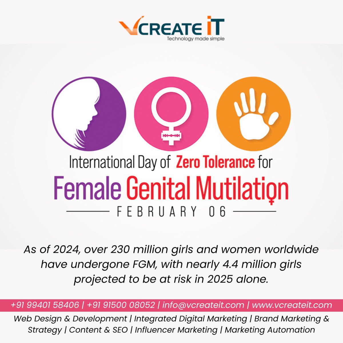 vcreate_it's tweet photo. Every girl deserves to live a life free from harm, where her rights, health, and dignity are respected. Together, we can drive change for a future of equality. 
#EndFGM #ZeroTolerance #EmpowerHer #TechForChange #VCreateIT https://t.co/WdkzZAdFgh