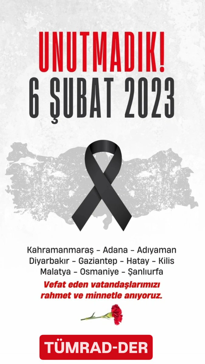 Allah bir daha yaşatmasın.
6 Şubat Depreminin 2. yılında yaşamını yitiren vatandaşlarımıza Allah'tan rahmet diliyoruz.
#deprem #DepremiUnutmaUnutturma