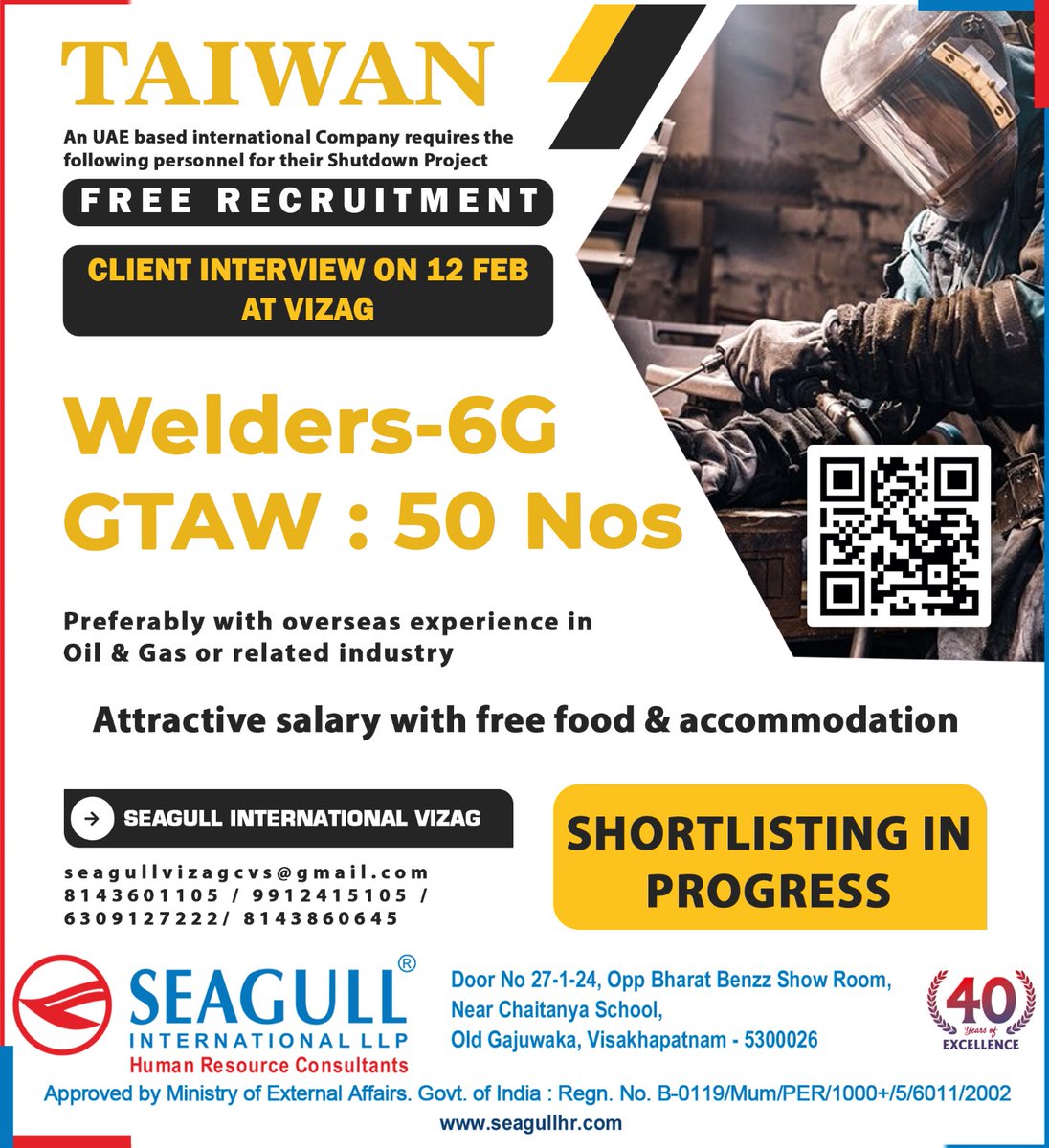 hrd1_seagull's tweet photo. 📢 Opening For Taiwan
💻Client Interview On 12th Feb
📝Shortlisting In Progress
📍Location - Vizag
.
.
.
#taiwanjobs #seagull #6gwelder #gtaw #shutdownproject https://t.co/mKPtRpH9gO