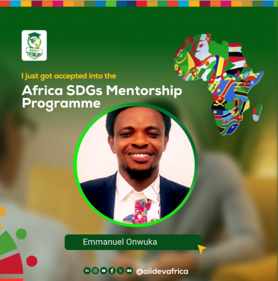 Mkomanuel's tweet photo. Glad to share that I have been selected to participate in the Africa SDGs Mentorship Programme (SDGs-AMP), a comprehensive learning and mentorship experience aimed at empowering me as the next generation of African leaders. @aiidevafrica https://t.co/eAeJQbHX1S